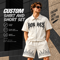 Ensemble de jogging pour homme avec logo personnalisé, short cargo zippé, t-shirts, ensemble de polo, ensemble 2 pièces, survêtement pour homme