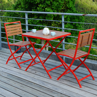 Ensemble de table et de chaises de restaurant moderne, en bois massif d'extérieur, écologique, durable, cadre en fer, mousse haute densité, 4 places, facile