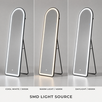 Miroir sur pied intelligent à éclairage LED intégré pour salle de bain, salon et maison