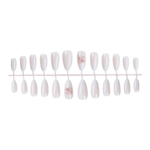 Faux ongles press-on faits à la main de style français doux et colorés avec nœud amovible pour nail art, style européen et américain - Product Image 4
