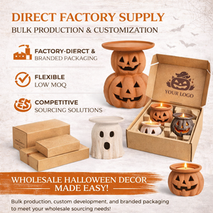 Portavelas de Cerámica al por Mayor con Diseño de Calabaza y Fantasma de Halloween, Ecológico, Rústico, para Decoración del Hogar, OEM, ODM - Product Image 3