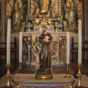 Statue Catholique Personnalisable de Saint <span class=keywords><strong>Christophe</strong></span> et de la Vierge Marie de Fatima, 8 Pouces, en Résine Durable Peinte à la Main, pour la Maison - Vente en Gros - Product Image 1