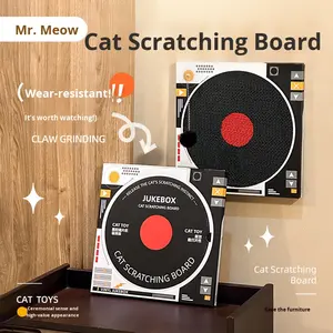 耐久性のあるモダンスタイルの壁に取り付けられたレコードプレーヤー猫スクラッチパッド害虫耐性非研磨猫の足の木 - Product Image 3