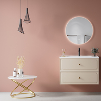 YIDA Meuble de salle de bain mural à double couche de style français avec miroir LED, en céramique, MDF et panneau mélaminé, écologique, avec fermeture douce
