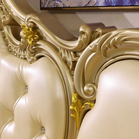 Lit de luxe européen Chambre à coucher principale Simple Style européen Moderne Simple Français champagne Or Lit de mariage de luxe Lit de princesse