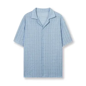2024 Новые Дизайнерские летние рубашки с пуговицами, сетчатые трикотажные рубашки с короткими рукавами, повседневные жаккардовые кружевные рубашки на заказ для мужчин