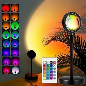 Lámpara de Proyección de Atardecer en Oferta, Luces LED con Control Remoto, Luz Nocturna Multicolor 360 °   Luces de arcoíris giratorias para regalos de mujer - Product Image 1