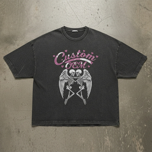 Camiseta de Hombre Estilo Streetwear, Oversize, Hombros Caídos, 100% Algodón, con Efecto Desgastado Vintage, Impresión Digital, Lavado Ácido, Personalizable OEM - Product Image 1