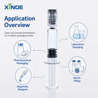 Seringue préremplie en verre de haute qualité XINDE 1 ml, embout Luer Lock, verre neutre, désinfectant EOS, classe I
