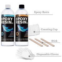Kit de résine époxy transparente comme du cristal, sans bulles, anti-jaunissement, auto-nivelant, facile à mélanger 1:1, résine de revêtement et de coulée pour dessus de table