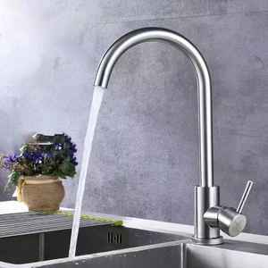 Zeitgenössischer Einloch-Küchenhahn aus Edelstahl mit Ausziehbarer Brause für Spülbecken - Product Image 1