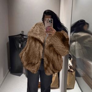 <span class=keywords><strong>Manteau</strong></span> en fausse fourrure pour femmes, nouvelle collection automne-hiver, imitation fourrure, <span class=keywords><strong>court</strong></span>, en laine, pour femmes, Europe et Amérique - Product Image 4