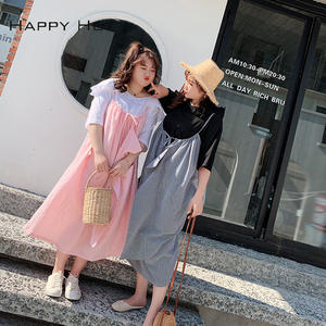 Vestido de verano para mujer de talla grande Happy Hut, vestido con tirantes y cuello redondo en contraste de color, N7079 - Product Image 2