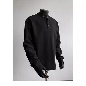 2024 otoño hombres Casual deportes Waffled para Polo camiseta Top All-Match Henry Collar Camiseta de <span class=keywords><strong>manga</strong></span> <span class=keywords><strong>larga</strong></span> - Product Image 2