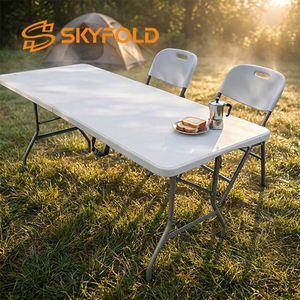 Ensemble <span class=keywords><strong>de</strong></span> chaises et <span class=keywords><strong>de</strong></span> tables pliantes rectangulaires en plastique portables <span class=keywords><strong>de</strong></span> 6 pieds pour événements en plein air - Product Image 1