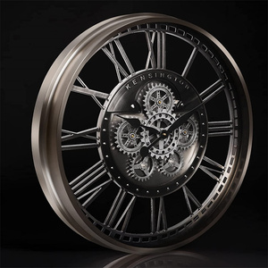INFINITY TIME 28 Inch <strong>Large</strong> Size Vintage <strong>Grey</strong> Bronze Modern Industrial Moving Gear Luxury Wall <strong>Clock</strong> for Home Decor Living Room - Product Image 1