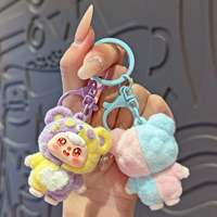 Porte-clés ours en peluche mignon imprimé floqué, petit pendentif, breloque de sac à dos, petit accessoire, jouet de machine à griffes, cadeau unisexe
