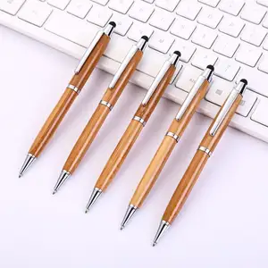 Brinde promocional Clique Smooth Bamboo Stylus Ball Point Pen Logo Impresso