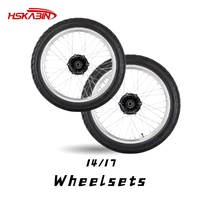 Roues et pneus supermotard à rayons chromés HSKABIN 14/17 pouces pour moto électrique Yozma Strike Shadow, ensemble de roues de route