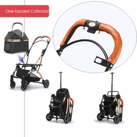 Poussette de luxe pour animaux de compagnie pour chats chiens chariot de jogging léger pliable avec panier de rangement fermeture à glissière cadre en métal solide
