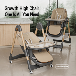 Silla Alta Multifuncional para Bebé, Plegable y <span class=keywords><strong>Reclinable</strong></span>, Altura Ajustable, con Doble Bandeja, Silla de Comedor para Niños - Product Image 1