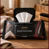 Lingettes nettoyantes pour chaussures noires OEM, paquet de 20 avec couvercle rabattable, marque privée