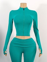 Ensemble de vêtements de détente pour femmes en deux pièces, veste courte zippée, pantalon évasé à revers, bandeau, coton, adapté aux grandes filles, taille plus, vêtements de sport