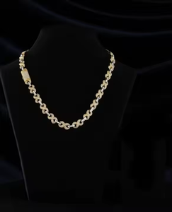 Cadena de Plata Estilo Miami Cuban Link para Hombre, Completamente Adornada con Diamantes y Moissanita, Collar de Moda Hip Hop, D Yash Corporation - Product Image 5
