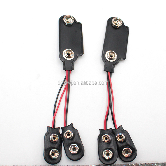 2*PP3 Battery Snap to PP9 Terminal Adapter Converter 9V 26AWG PVC & Copper Nickel Plating for Electronic Devices Repair
