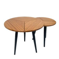 Table basse moderne en bois avec design emboîtable, style mid-century, meubles de salon, pieds en métal noir