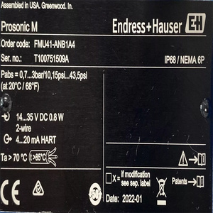 Endress+Hauser FMU41-ANB1A4 Ultrasonic <b>Measurement</b> Time-of-Flight Prosonic FMU41 - Product Image 5