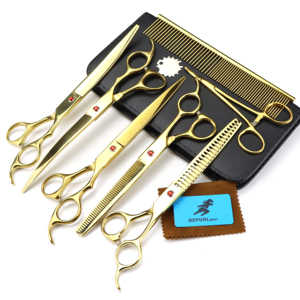 Venda bem 8.0 polegadas gs 01 cão beauty 1 conjunto de 5 tesouras, tesoura para aliciamento de animais de estimação - Product Image 3