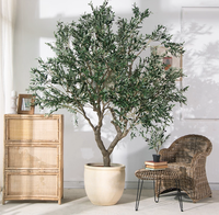 Arbre d'olivier en fibre de verre écologique personnalisé avec verdure résistant aux UV pour la décoration intérieure de centres commerciaux et de restaurants, longue durée