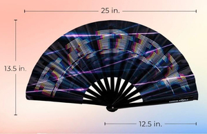 Éventail pliant de 13 pouces réactif aux UV, effet néon, à baleines en bambou, grand format, pour festivals de musique, soirées disco et décoration de danse - Product Image 2