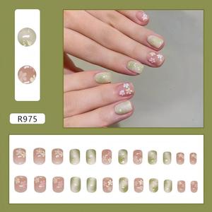 Uñas postizas cuadradas con diseño de rodajas de <span class=keywords><strong>naranja</strong></span> pintadas a mano, estilo fresco de verano, para minoristas de playa - Product Image 6