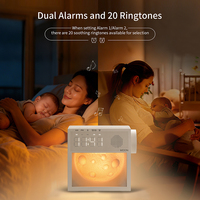 Réveil double alarme en gros avec fonction snooze, lumière d'éveil, 20 bruits blancs naturels, 25 sonneries, 3 niveaux de luminosité, fonction de minuterie