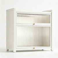 Table de chevet moderne avec porte rabattable transparente, anti-poussière, gain de place, pour petite armoire de rangement de chambre à coucher