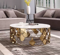 Table basse en marbre effet écailles de poisson, style nordique de luxe, moderne et minimaliste, pour salon, en acier inoxydable, convertible, design original