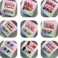 Kuku Palsu Almond Buatan Tangan Warna Pastel 3D Bunga Ombre Gradasi Kuku Palsu Lucu Mengkilap Full Cover Manikur