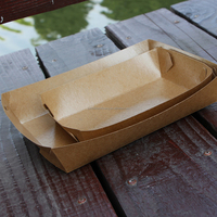 Boîte à collation jetable personnalisable Style classique Récipient alimentaire en papier kraft enduit résistant à l'huile pour frites Logo inclus