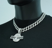 Nouveau Collier Chaîne Cubaine Plaqué Or en Alliage avec Pendentif Lettre BREAD WINNER Iced Out, Breloque Hip Hop, Bijoux de Rappeur