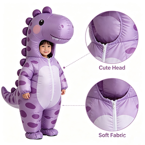 Disfraz inflable de dinosaurio morado, traje de personaje de dragón de dibujos animados para niños, fiesta de cumpleaños, cosplay de Halloween - Product Image 3
