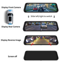 Caméra de tableau de bord de rétroviseur de voiture 9,66'' 1080P à double objectif, caméra de recul DVR avec vision nocturne pour voitures