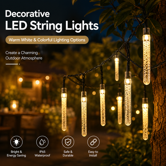 LED Solar Bubble Stick Light Small IP65 Waterproof Outdoor Garden Stake for Pathway Lawn Yard Landscape Decoration with 8 Modes