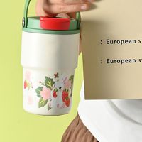 NUEVO Estilo, Buen Precio, Vaso Térmico de Acero Inoxidable de 12oz para Niños, Taza Antiderrames con Asa y Pajita, Recubrimiento en Polvo, Logotipo Personalizado
