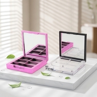 Nouvelle palette de fards à paupières vide, mini, rose, mignonne, écologique, personnalisable, en plastique carré, avec étiquette privée pour maquillage