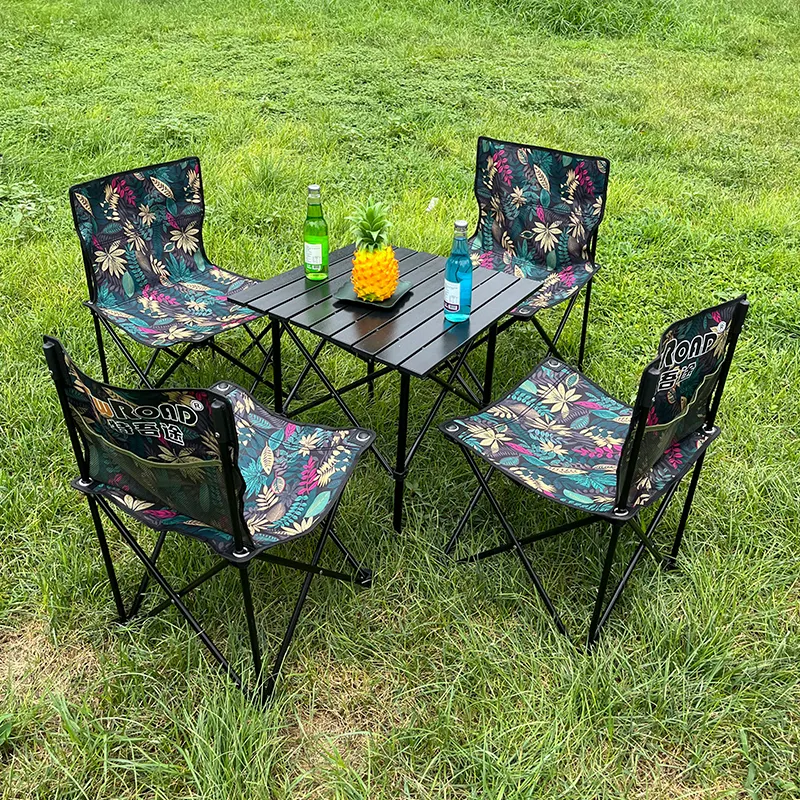 TWROAD personalizado portátil rollo de acero mesa de picnic mesa plegable camping al aire libre senderismo