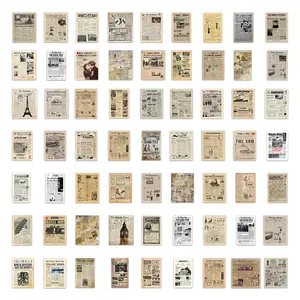 60PCS Trendy random art work vintage washi decals global news paper sticker