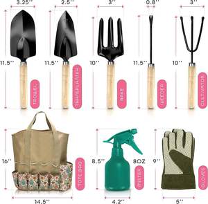 Cross-border Hot Selling Garden <b>Tool</b> Set Wooden Handle <b>Tools</b> Pruning Shears Stainless Steel Gardening Hh-42 Wooden Handle Provid - Product Image 2
