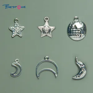Wholesale Customized Gold Plated Zinc Alloy Star&Moon Charms for DIY Jewelry